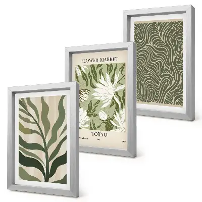 Set de 3 tablouri cu modele vegetale și decorațiuni botanice în stil boho