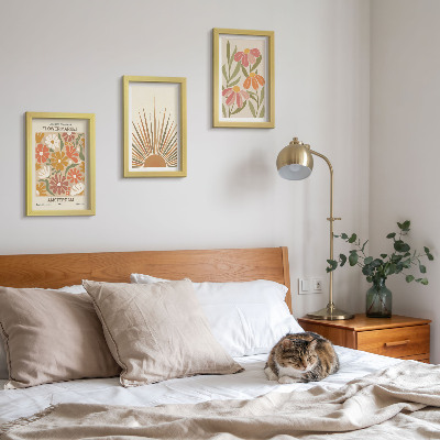 Set 3 tablouri Flori în culori pastelate cu raze de soare