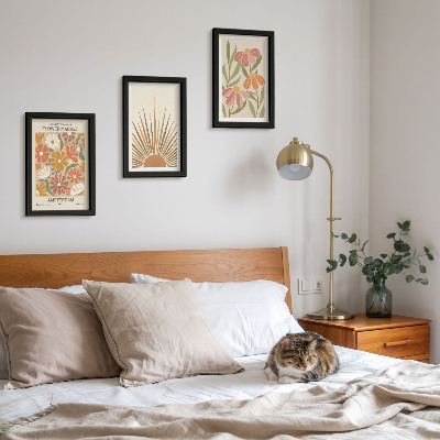 Set 3 tablouri Flori în culori pastelate cu raze de soare