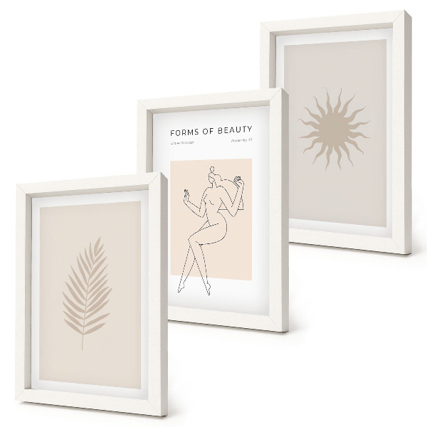 Set 3 tablouri O colecție de forme minimaliste și forme naturale