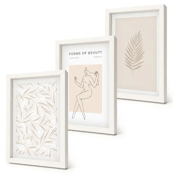 Galerie de perete cu motive de design botanic minimaliste