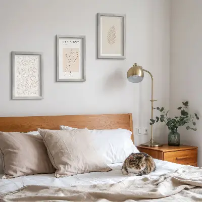 Galerie de perete cu motive de design botanic minimaliste