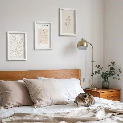 Galerie de perete cu motive de design botanic minimaliste