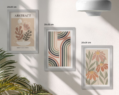 Set 3 tablouri Plante și modele abstracte în culori pastelate
