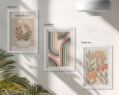 Set 3 tablouri Plante și modele abstracte în culori pastelate