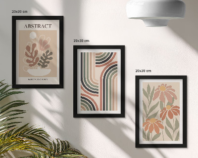 Set 3 tablouri Plante și modele abstracte în culori pastelate