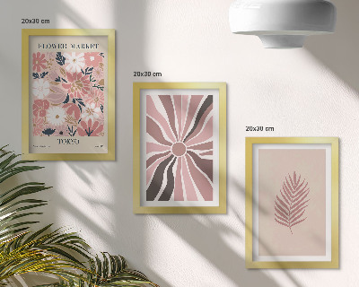 Set 3 tablouri Modele florale cu frunze și forme geometrice