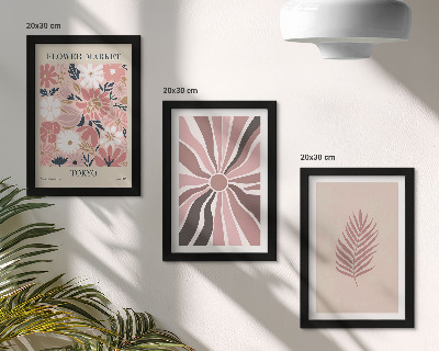 Set 3 tablouri Modele florale cu frunze și forme geometrice