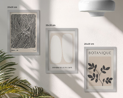 Set 3 tablouri Modele florale și linii minimaliste în culori neutre