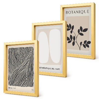 Set 3 tablouri Modele florale și linii minimaliste în culori neutre