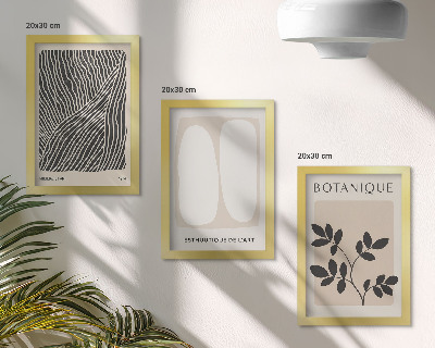 Set 3 tablouri Modele florale și linii minimaliste în culori neutre