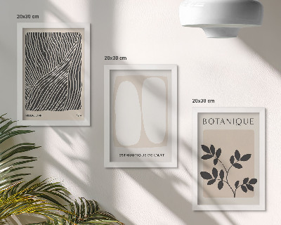 Set 3 tablouri Modele florale și linii minimaliste în culori neutre