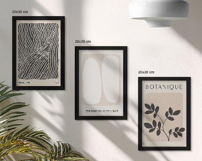 Set 3 tablouri Modele florale și linii minimaliste în culori neutre