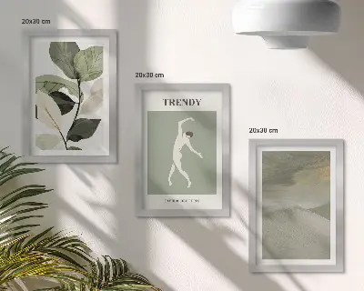 Galerie de perete cu modele de plante și forme abstracte