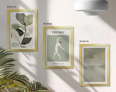 Galerie de perete cu modele de plante și forme abstracte