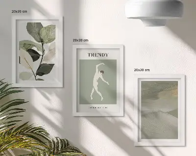 Galerie de perete cu modele de plante și forme abstracte