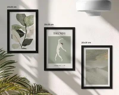 Galerie de perete cu modele de plante și forme abstracte