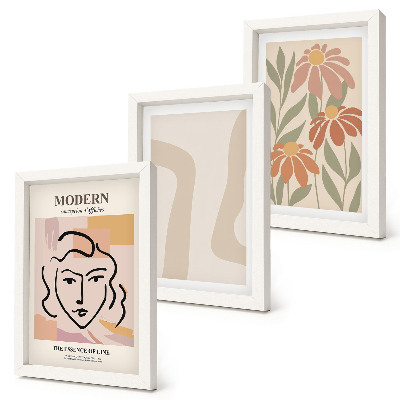 Set 3 tablouri Femeie în stil modern cu modele abstracte
