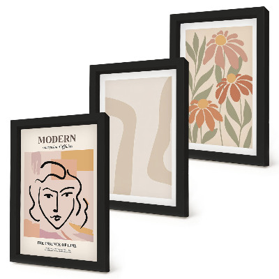 Set 3 tablouri Femeie în stil modern cu modele abstracte