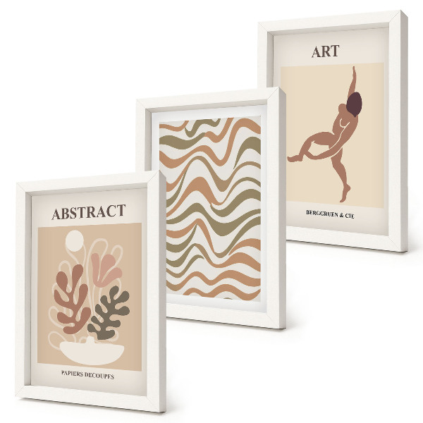 Set 3 tablouri Forme și modele abstracte boho de Matisse