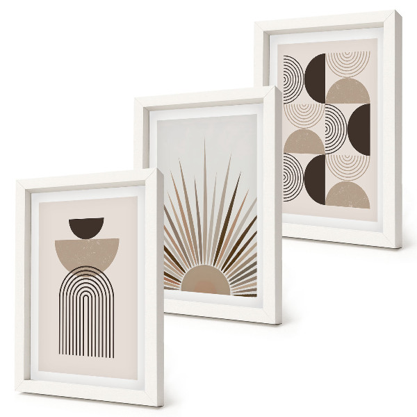 Set 3 tablouri Forme abstracte în nuanțe de bej și maro