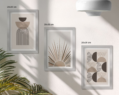 Set 3 tablouri Forme abstracte în nuanțe de bej și maro