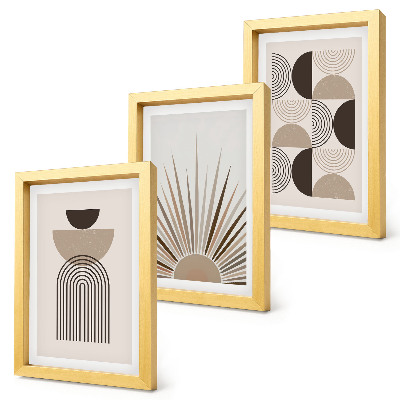 Set 3 tablouri Forme abstracte în nuanțe de bej și maro