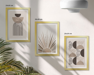 Set 3 tablouri Forme abstracte în nuanțe de bej și maro