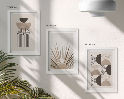 Set 3 tablouri Forme abstracte în nuanțe de bej și maro