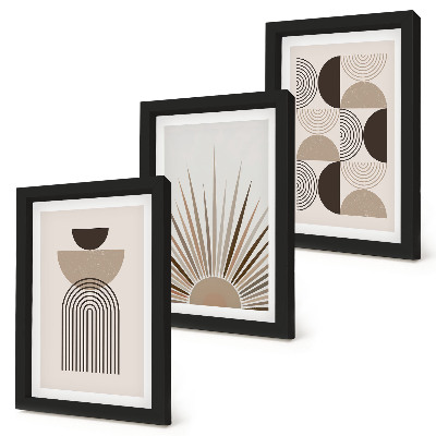 Set 3 tablouri Forme abstracte în nuanțe de bej și maro