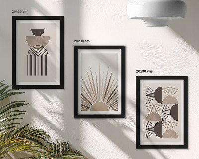 Set 3 tablouri Forme abstracte în nuanțe de bej și maro