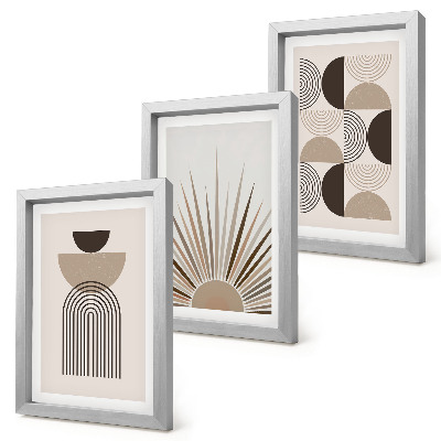 Set 3 tablouri Forme abstracte în nuanțe de bej și maro