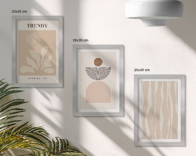Set 3 tablouri Compoziții abstracte elegante în nuanțe de bej