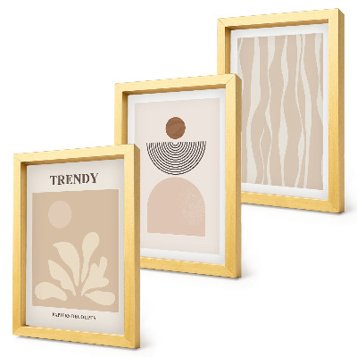 Set 3 tablouri Compoziții abstracte elegante în nuanțe de bej