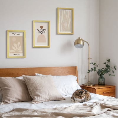 Set 3 tablouri Compoziții abstracte elegante în nuanțe de bej