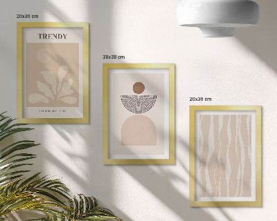 Set 3 tablouri Compoziții abstracte elegante în nuanțe de bej