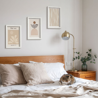 Set 3 tablouri Compoziții abstracte elegante în nuanțe de bej