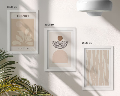Set 3 tablouri Compoziții abstracte elegante în nuanțe de bej