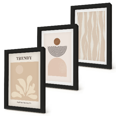 Set 3 tablouri Compoziții abstracte elegante în nuanțe de bej