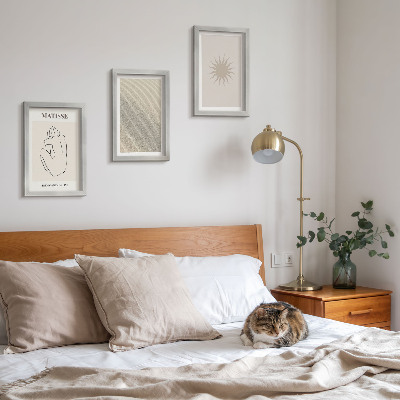 Set 3 tablouri Linii minimaliste, nisip, valuri și soare