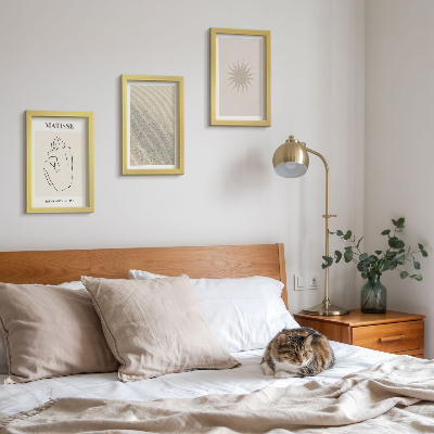 Set 3 tablouri Linii minimaliste, nisip, valuri și soare