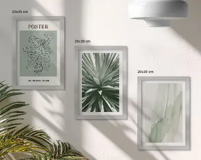 Galerie de perete cu modele vegetale în nuanțe de verde și bej