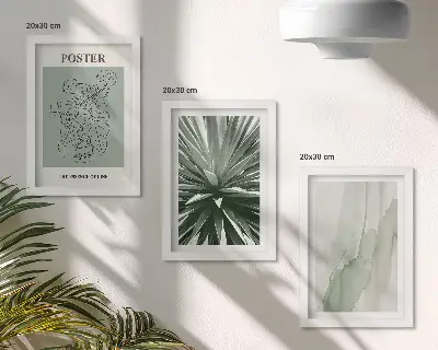 Galerie de perete cu modele vegetale în nuanțe de verde și bej