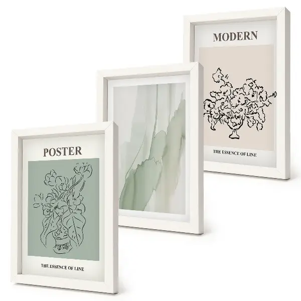 Set de 3 tablouri cu flori în vază în stil modern și minimalist
