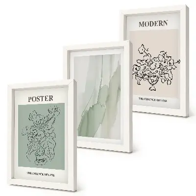 Set de 3 tablouri cu flori în vază în stil modern și minimalist