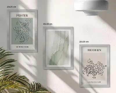 Set de 3 tablouri cu flori în vază în stil modern și minimalist