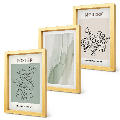 Set 3 tablouri Flori într-o vază într-un stil modern și minimalist