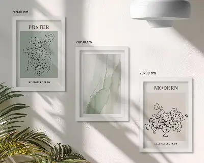 Set de 3 tablouri cu flori în vază în stil modern și minimalist