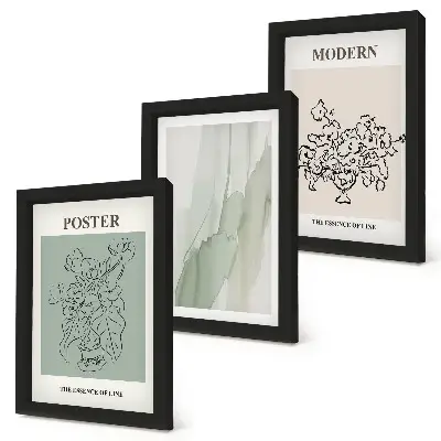 Set de 3 tablouri cu flori în vază în stil modern și minimalist
