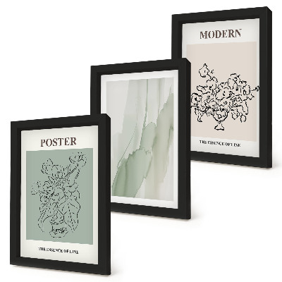 Set 3 tablouri Flori într-o vază într-un stil modern și minimalist